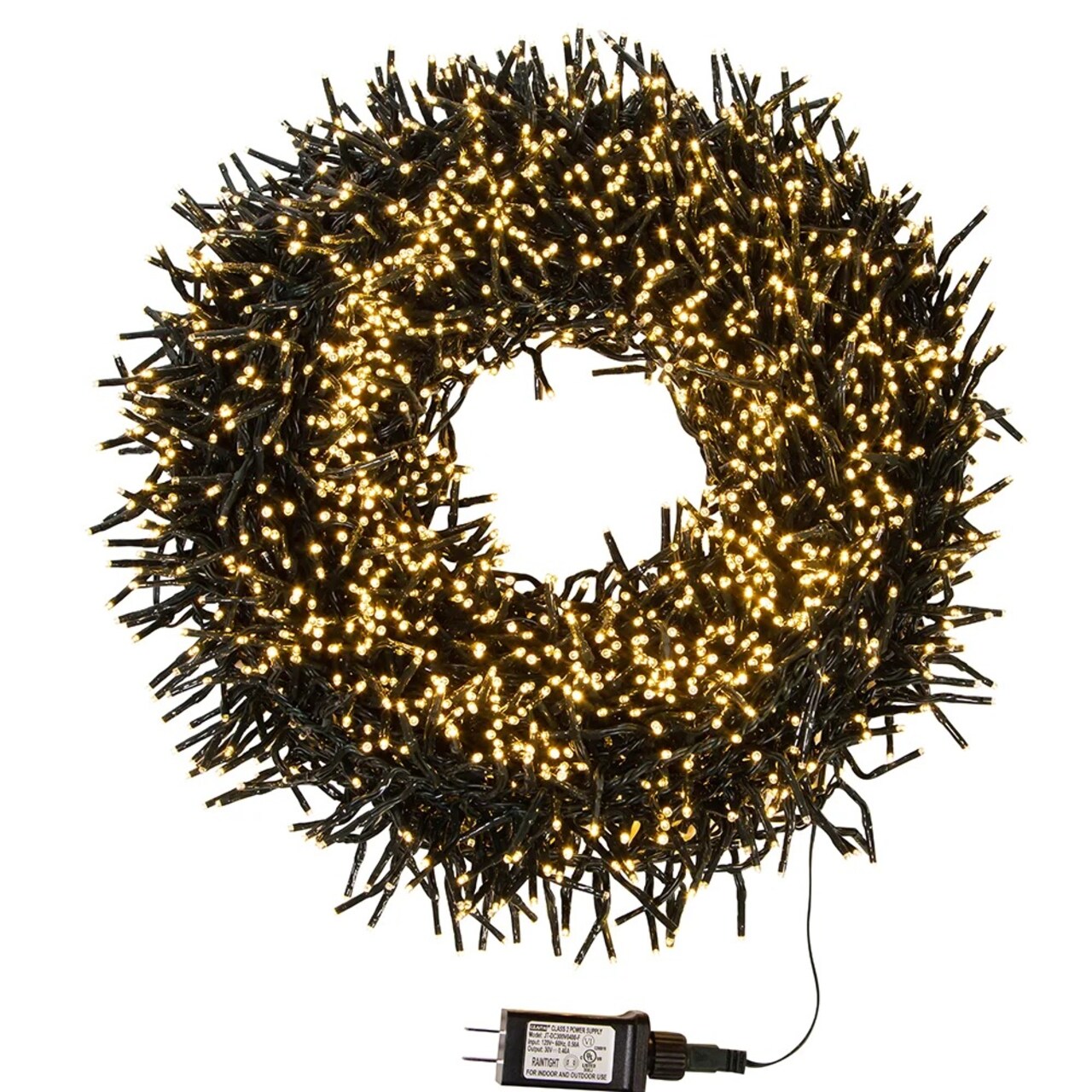 KSA 3000-Count Warm White LED Cluster Christmas Lights, 98 ft Green Wire